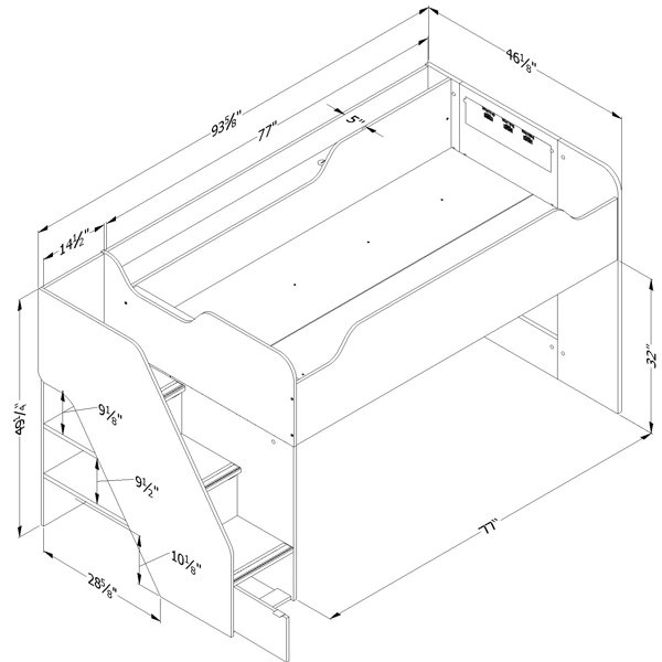 South shore mobby twin loft deals bed